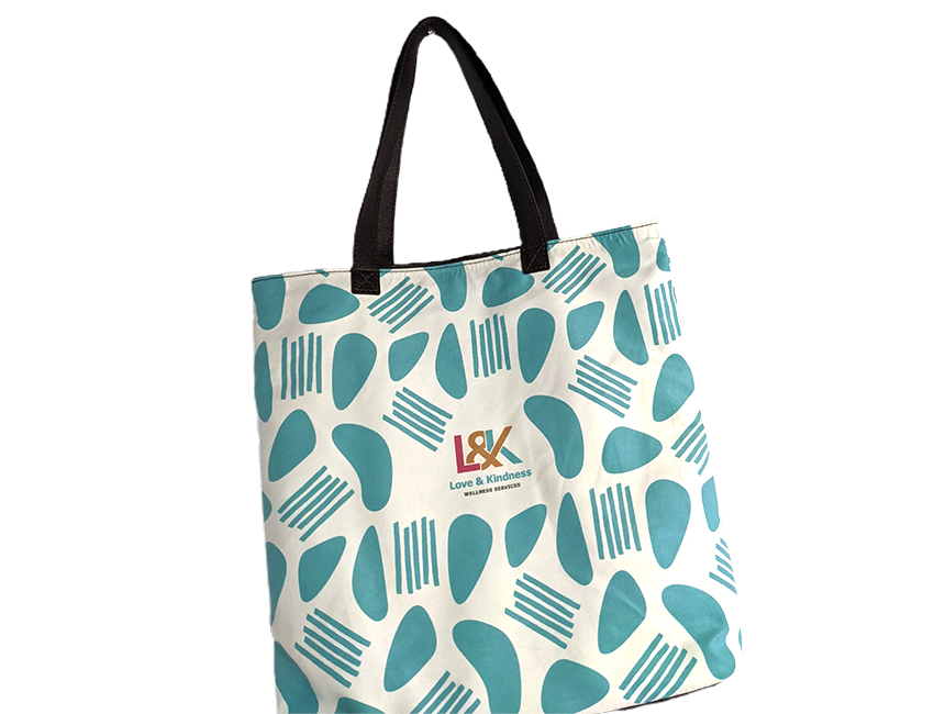Turquoise Tote with Leather Details - Love and Kindness